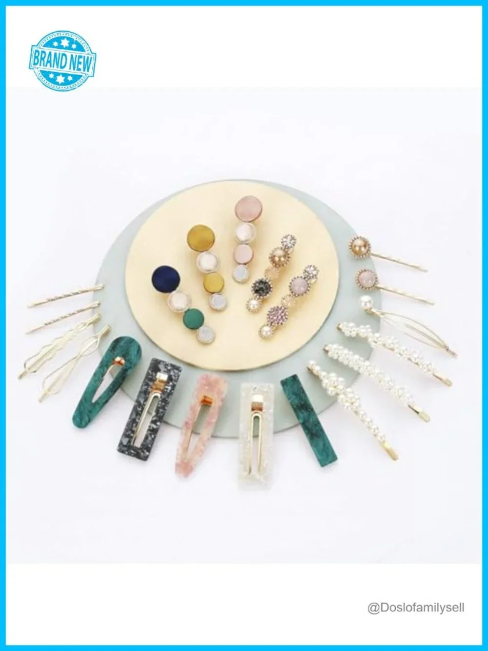 20pc Pearl Acrylic Hair Clips Set - Macaron Barrettes Bobby Pins Hair